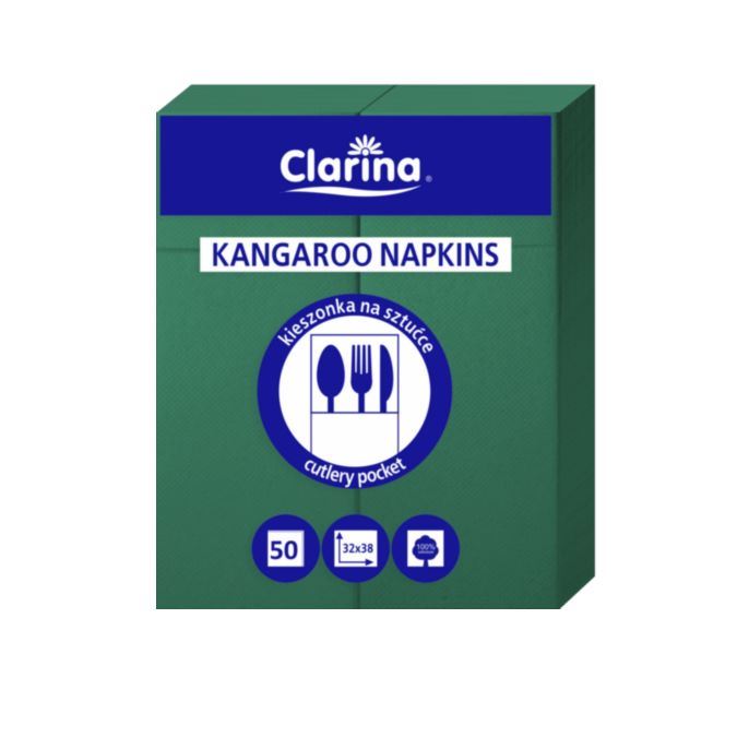 Etui na sztućce ciemna zieleń "KANGUREK" serwetka 2W 50szt
