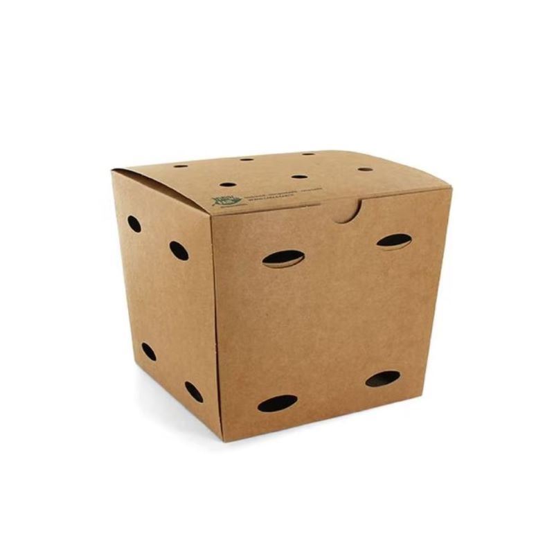 Kubełek tekturowy kwadratowy kraft z otworami 3L 50szt