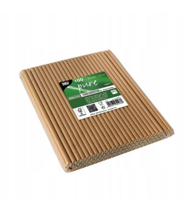 Słomki papierowe łamane 200/6mm kraft 100szt