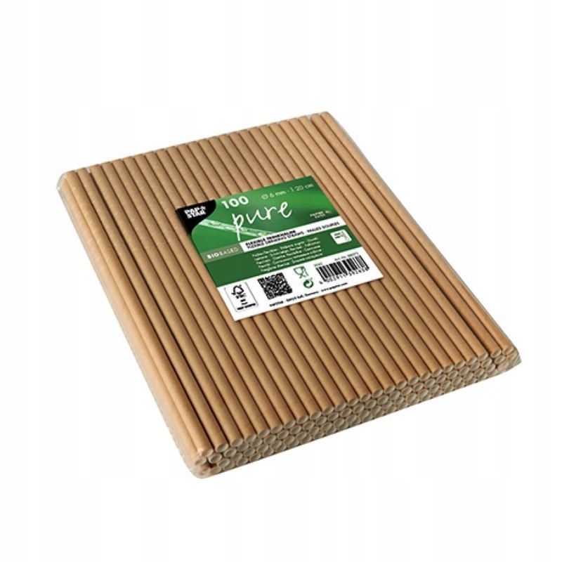 Słomki papierowe łamane 200/6mm kraft 100szt