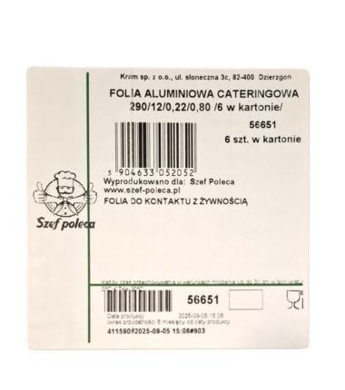 Folia aluminiowa cateringowa Szef Poleca 30cm