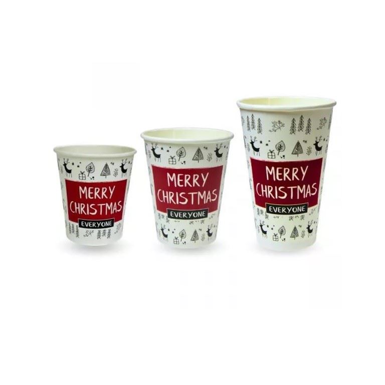 Kubek papierowy 80mm 250ml z nadrukiem świątecznym 100szt