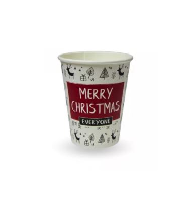 Kubek papierowy 80mm 300ml z nadrukiem świątecznym 50szt