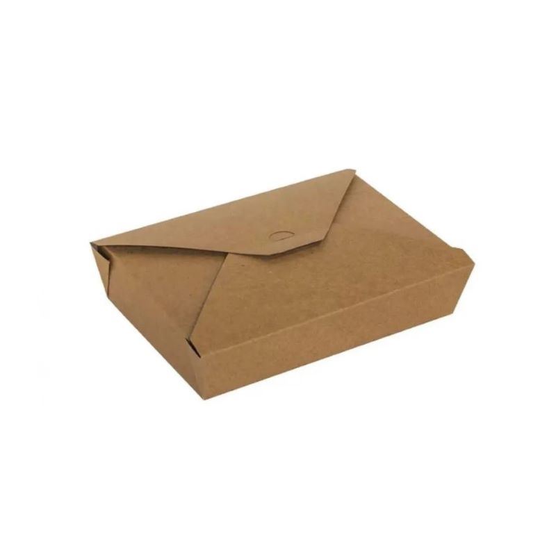 Lunch box do dań na wynos 200x140x65 mm z niebielonego papieru kraft 1500 ml