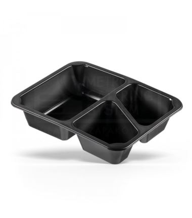 Pojemnik do zgrzewu 227x178x50 czarny 3-dzielny Dual Corner 320szt