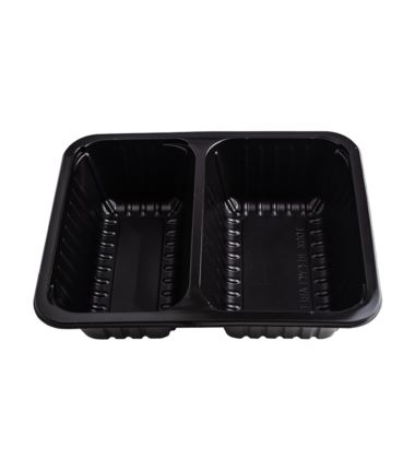 Pojemnik do zgrzewu 227x178x60 czarny 2-dzielny żebrowany 320szt