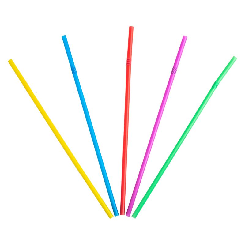 Słomki plastikowe 5x210mm łamane neon 500szt