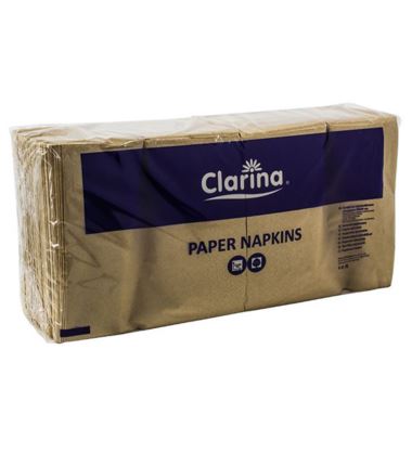 Serwetki 33x33 składane 1/4 2W eko-brąz kraft 250szt