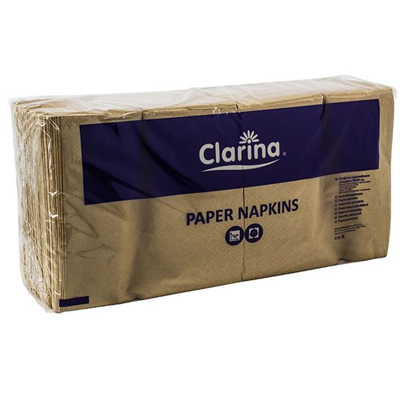 Serwetki 33x33 składane 1/4 2W eko-brąz kraft 250szt