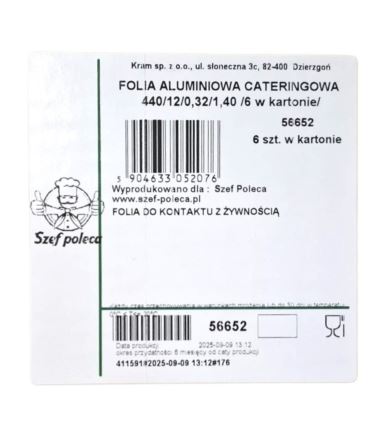 Folia aluminiowa szeroka cateringowa Szef Poleca 45cm