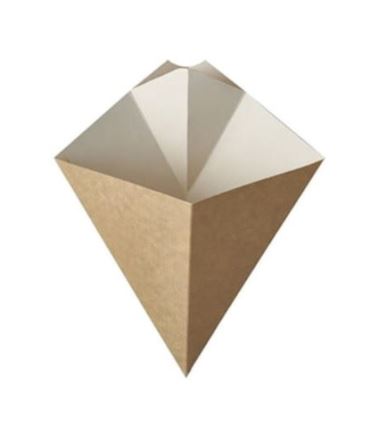 Rożek na frytki z miejscem na dip 350ml 155x215mm 100szt