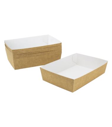 Tacka tekturowa na przekąski brązowo-biała 1240x140x35mm 100szt