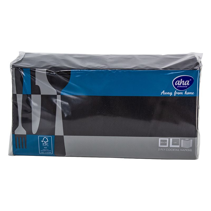 Serwetka 24x24 składana 1/4 2W czarna 200szt