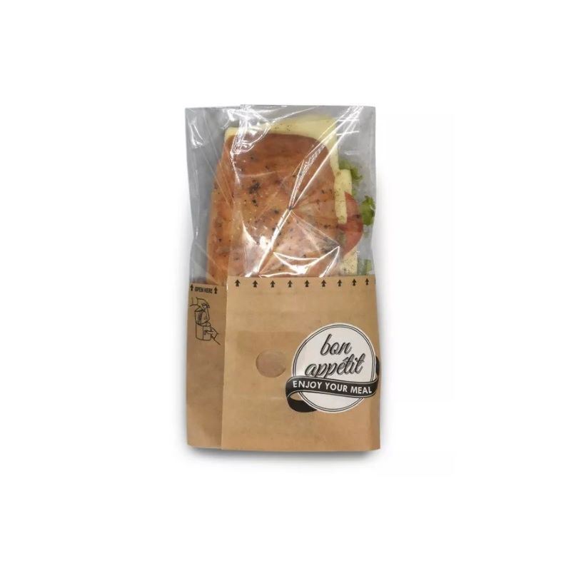 Torebka pakowanie na kanapki - SNACK BAG L z nadrukiem 130x75x215 "BON APPETIT" 1000szt