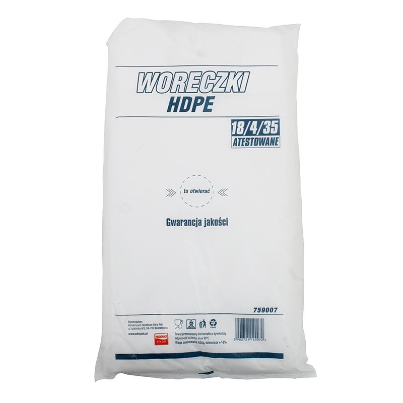 Woreczki foliowe HDPE atestowane 18x4x35cm 800szt