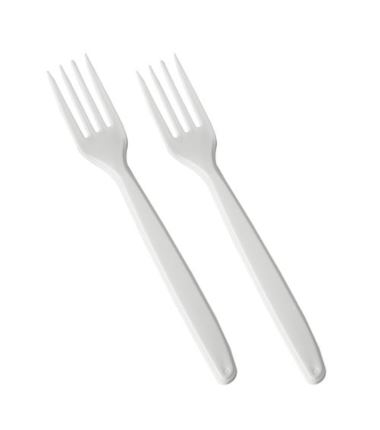 Widelec plastikowy biały wielorazowy 100szt