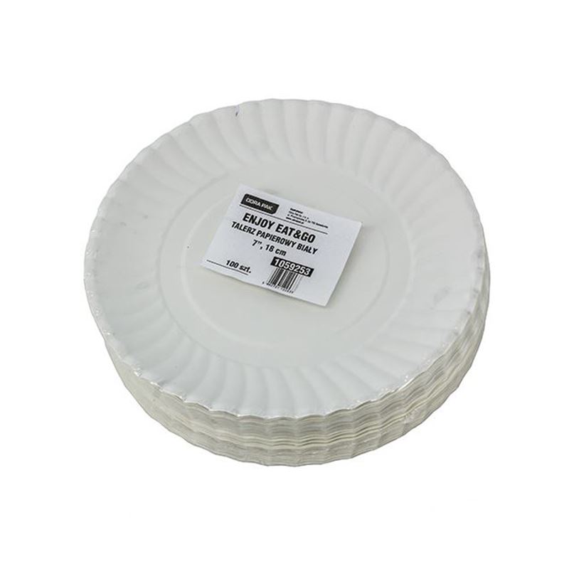 Talerz papierowy 18cm biały 100szt