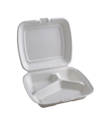 Menu box trzykomorowe opakowanie z trzciny cukrowej 230x205x40 50szt