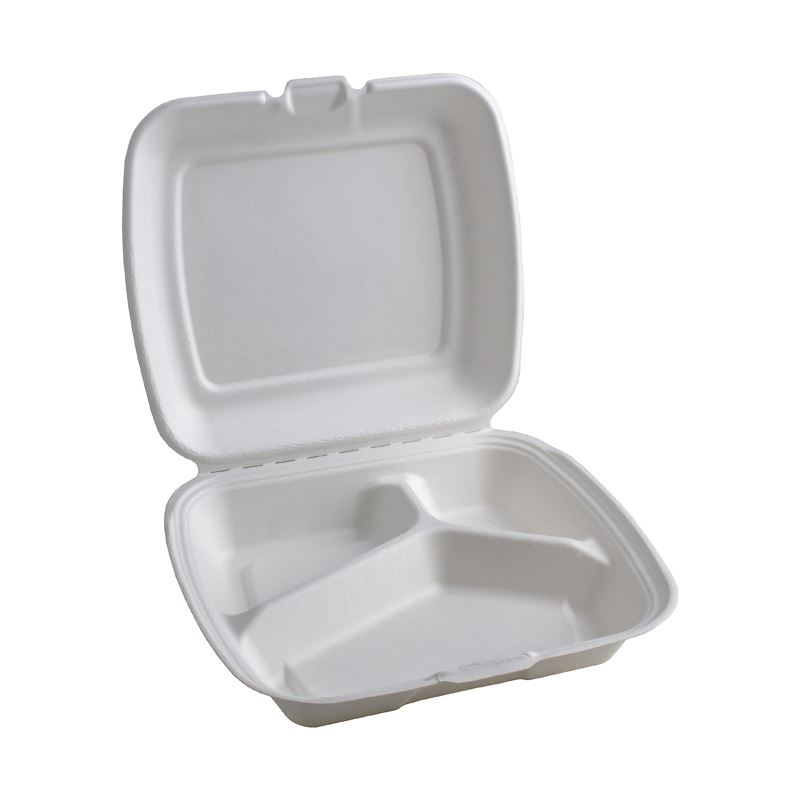 Menu box trzykomorowe opakowanie z trzciny cukrowej 230x205x40 50szt