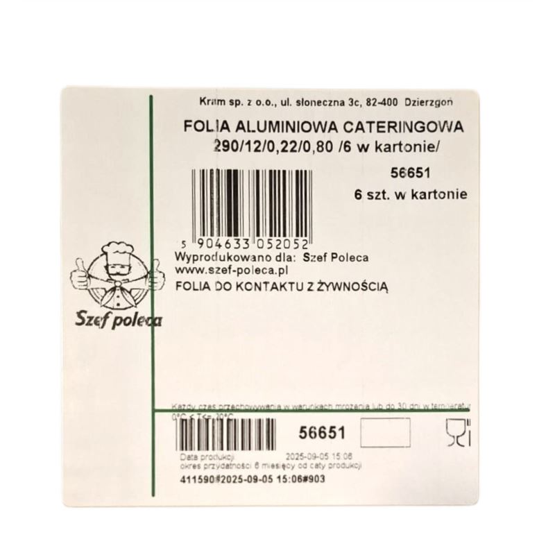Folia aluminiowa cateringowa Szef Poleca 30cm