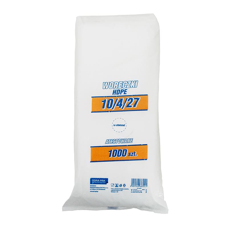 Woreczki foliowe HDPE atestowane 10x4x27cm 1000szt