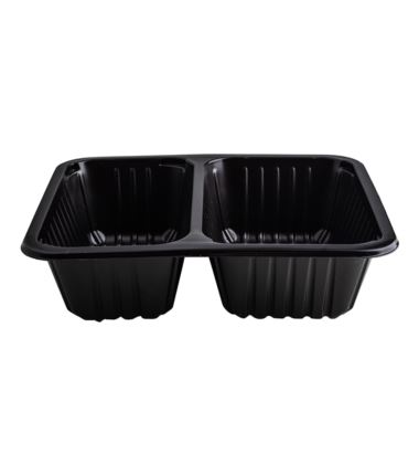 Pojemnik do zgrzewu 227x178x60 czarny 2-dzielny żebrowany 320szt