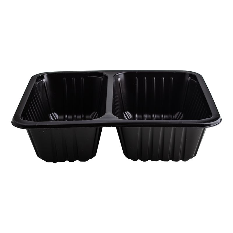 Pojemnik do zgrzewu 227x178x60 czarny 2-dzielny żebrowany 320szt