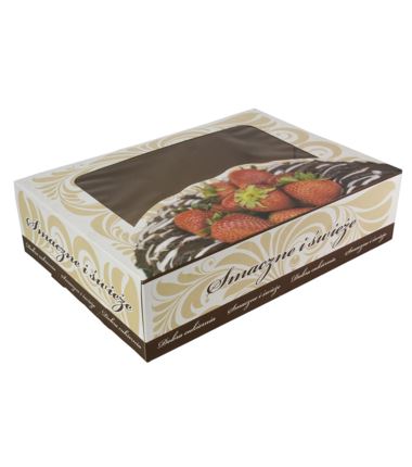 Pudełko cukiernicze nadruk z oknem 310x220x80mm Ornament 50szt