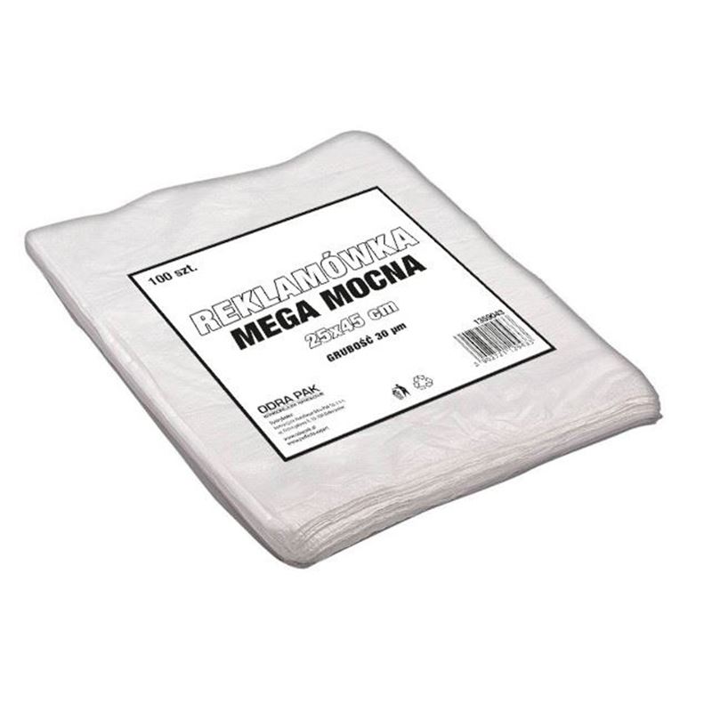 Reklamówki HDPE 25x45 50my mega mocne 100szt