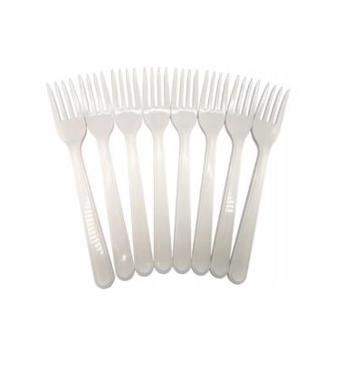 Widelec plastikowy biały REUSE 50szt