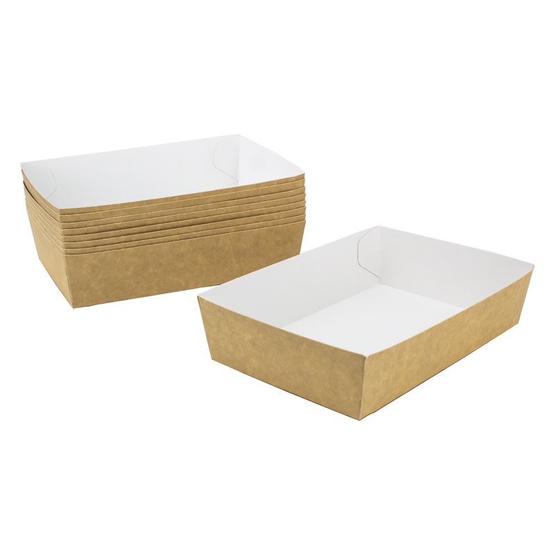 Tacka tekturowa na przekąski brązowo-biała 1240x140x35mm 100szt