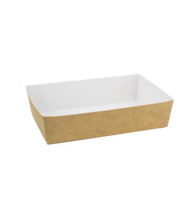 Tacka tekturowa na przekąski brązowo-biała 1240x140x35mm 100szt