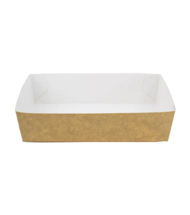 Tacka tekturowa na przekąski brązowo-biała 1240x140x35mm 100szt