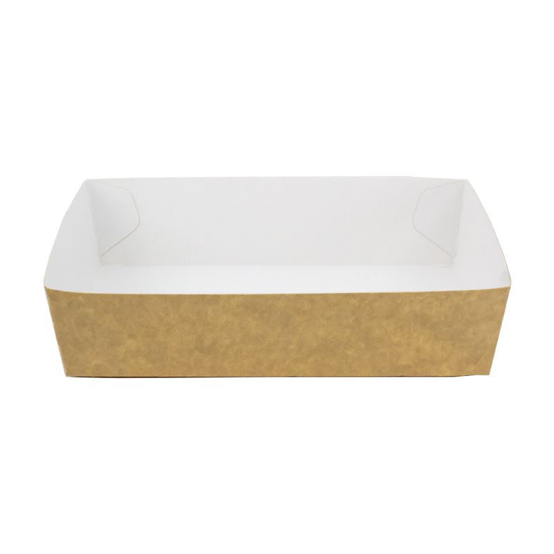 Tacka tekturowa na przekąski brązowo-biała 1240x140x35mm 100szt