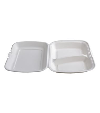 Menu box dwukomorowe opakowanie z trzciny cukrowej 230x205x40 50szt