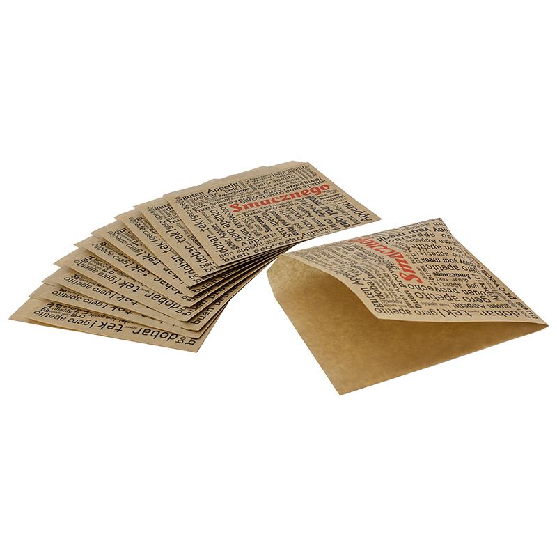 Koperta papierowa burger/kebab brązowa "SMACZNEGO" 175x170 200szt