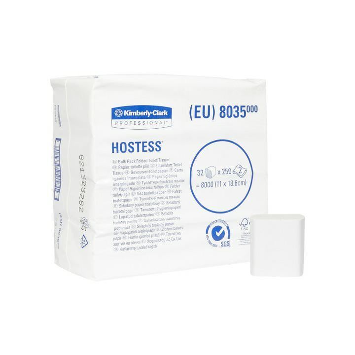 Papier toaletowy Hostess listki biały 2-warstwowy 8035 8000szt