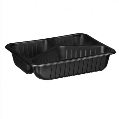 Pojemnik do zgrzewu 227x178x30 czarny 3-dzielny 320szt