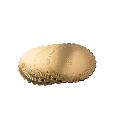 Tekturowa podkładka złota karbowana pod tort 24cm a'50 2000gram złoto/biała