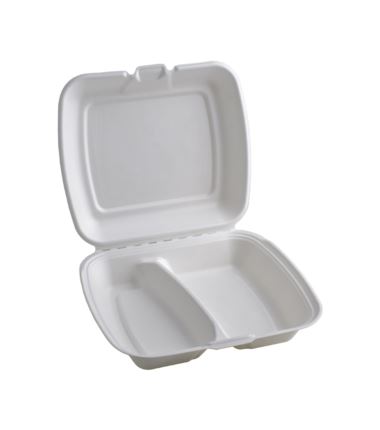 Menu box dwukomorowe opakowanie z trzciny cukrowej 230x205x40 50szt