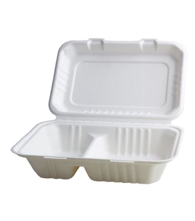 Menubox dwukomorowe opakowanie z trzciny cukrowej 250x165x60 a'50