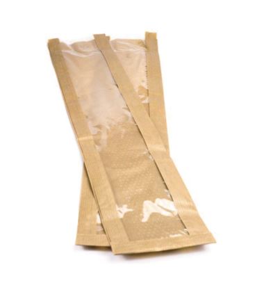 Torebka fałdowa z okienkiem mikroperforacja 180x60x130x320mm brązowa 1000szt