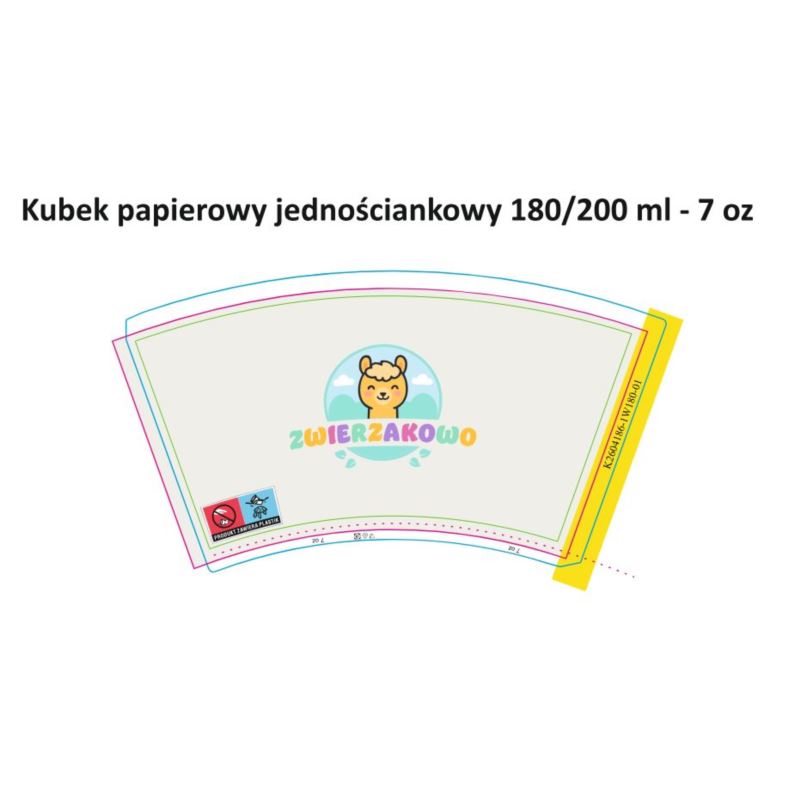 Kubek papierowy 180ml z nadrukiem Zwierzakowo 1000szt