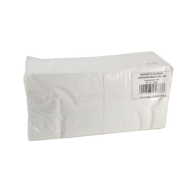 Serwetki 24x24 składane 1/4 2W białe 200szt