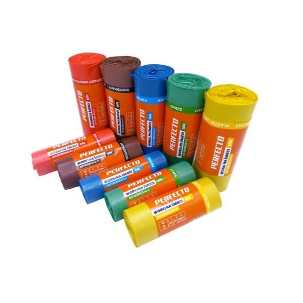 Worki na śmieci LDPE 120l żółte 10szt