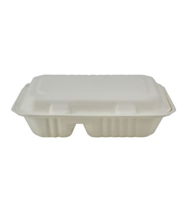 Menu box dwukomorowe opakowanie z trzciny cukrowej 230x156x65 125szt