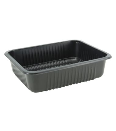 Pojemnik do zgrzewu 227x178x60 czarny 1-dzielny żebrowany 320szt