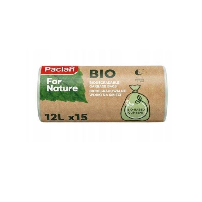 Worki na śmieci BIOdegradowalne 12l Paclan 15szt