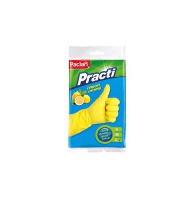 Rękawice gospodarcze gumowe L yellow zapachowe Paclan