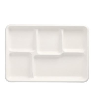 Taca z trzciny cukrowej z podziałem na 5 części 24x216x317mm biały a'25
